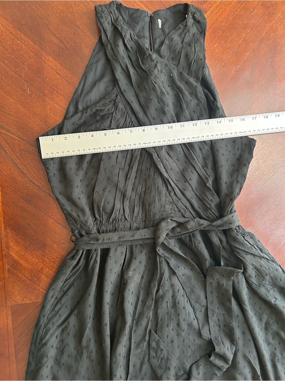 Sleeveless Black Wrap Mini Dress with Waist Tie size s - Picture 5 of 8